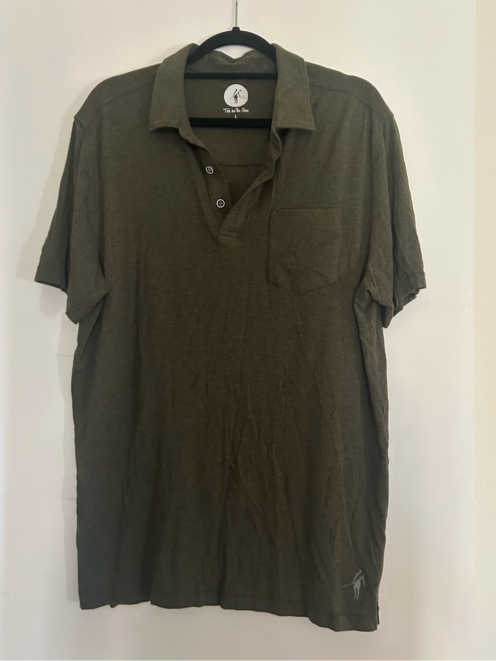 Men's Olive Short-Sleeve Polo with Chest Pocket